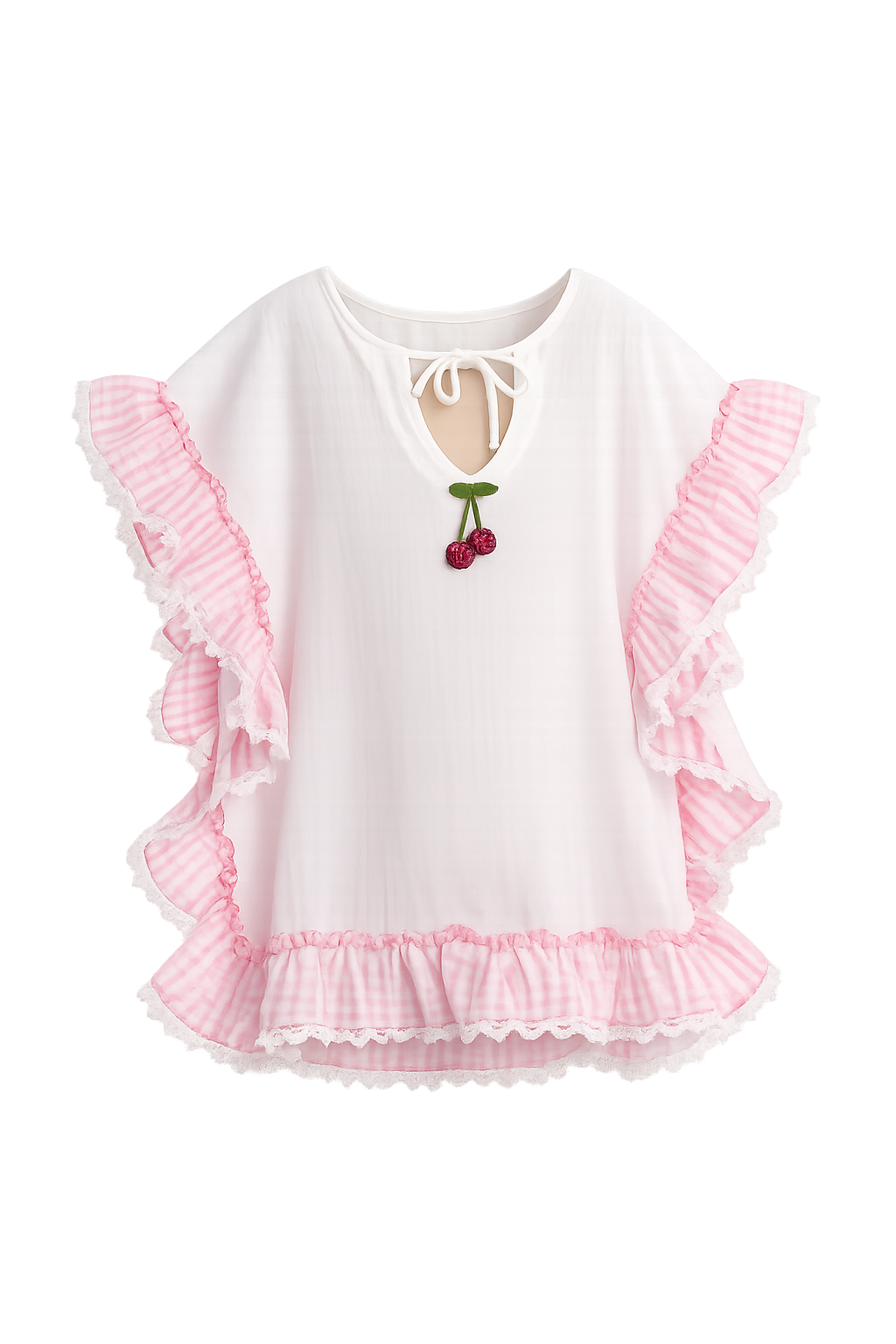 White Ruffle Side Beach Cover-Up