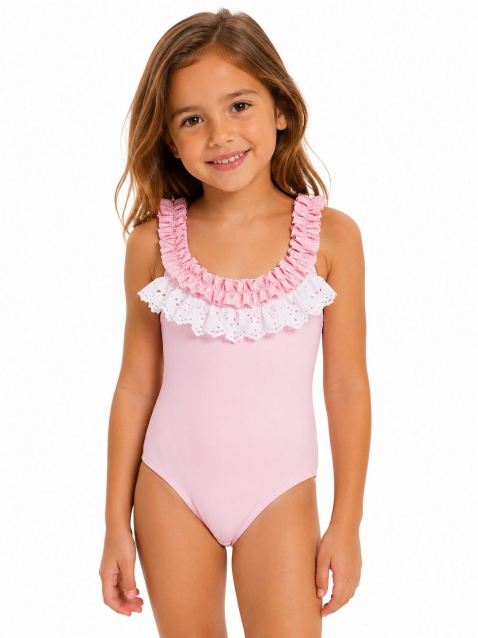 Ruffled Light Pink Swimsuit done
