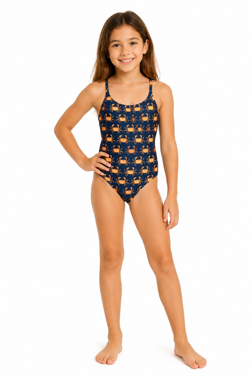 Crab Print One-Piece Swimsuit