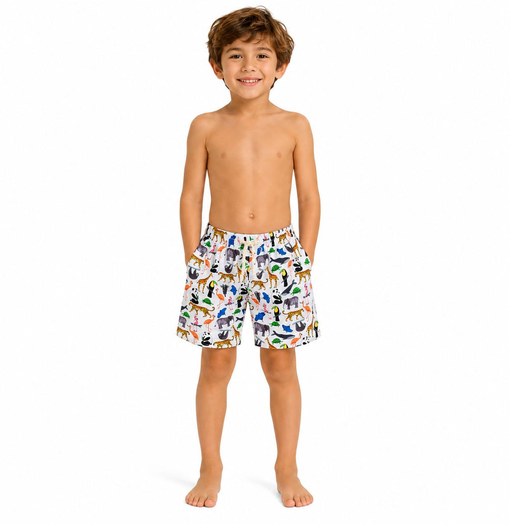 Boy's Safari Animal Print Swim Shorts