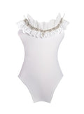 Ruffled White Swimsuit done