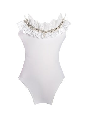 Ruffled White Swimsuit done