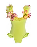 Lime Green Ruffle Flower Swimsuit done