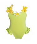 Lime Green Floral One-Piece Swimsuit