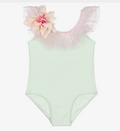 Mint Green Tulle Flower One-Piece Swimsuit done