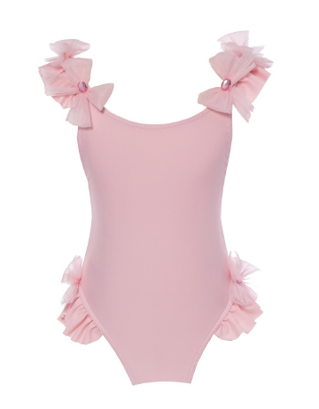 Pink Tulle Bow One-Piece Swimsuit