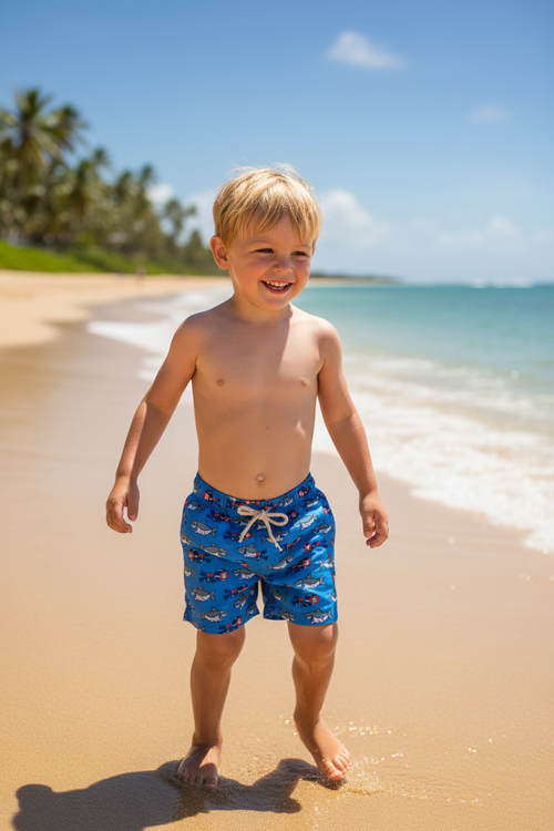 Boxing Sharks Swim Boxer – Boys Model Shot