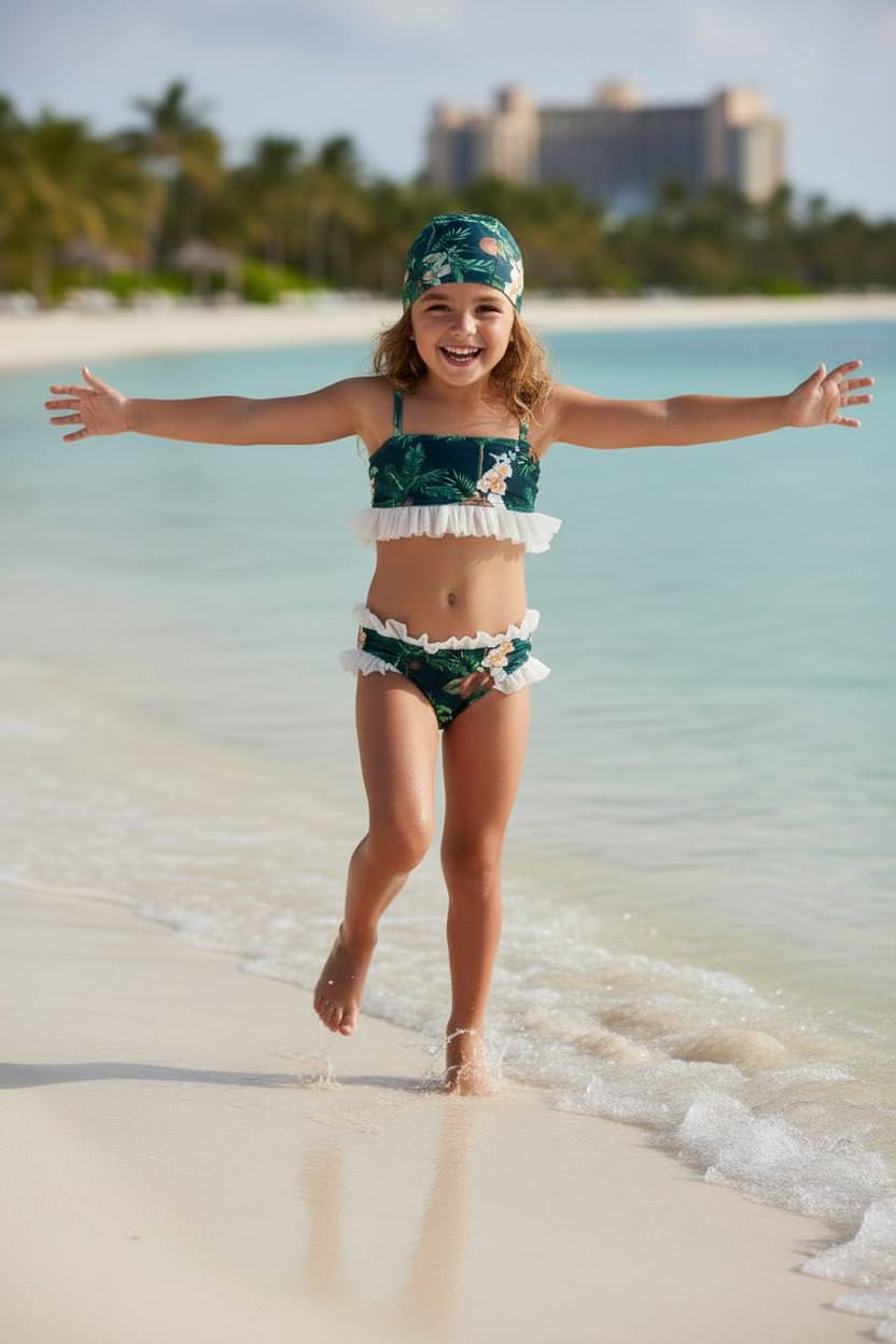 Tropical Garden Tulle Ruffle Bikini Set