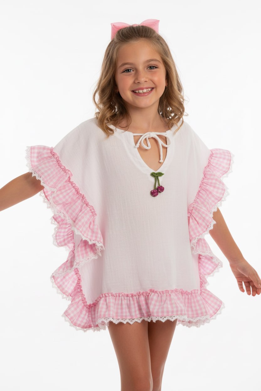 White Ruffle Side Beach Cover-Up
