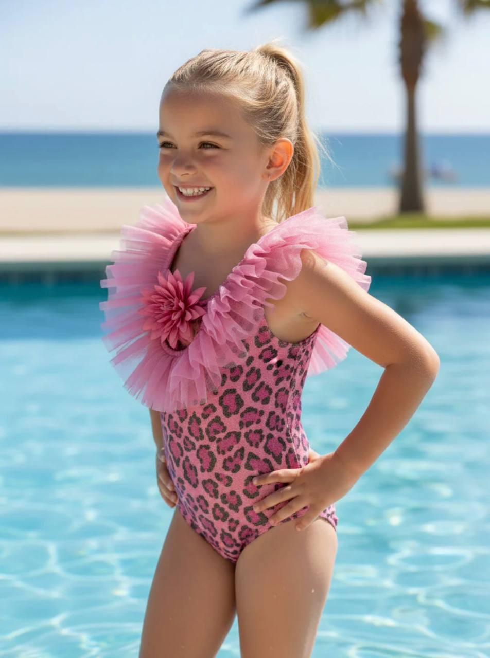 Pink Leopard Ruffle Swimsuit DONE