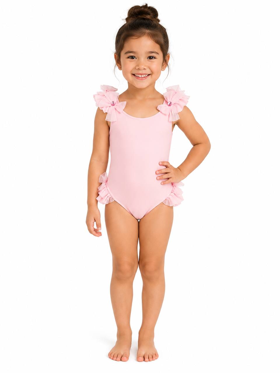 Pink Tulle Bow One-Piece Swimsuit