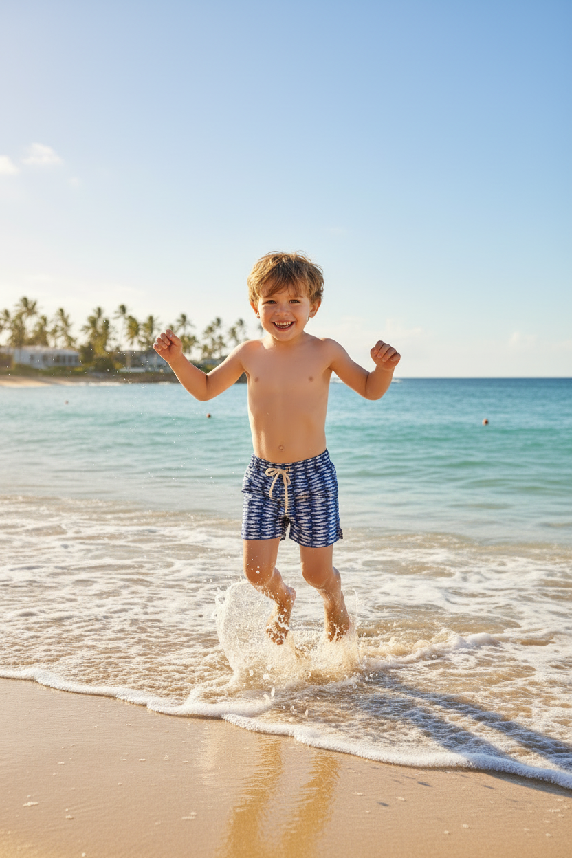 Sardine School Swim Boxer – Boys Model Shot Alt Pose