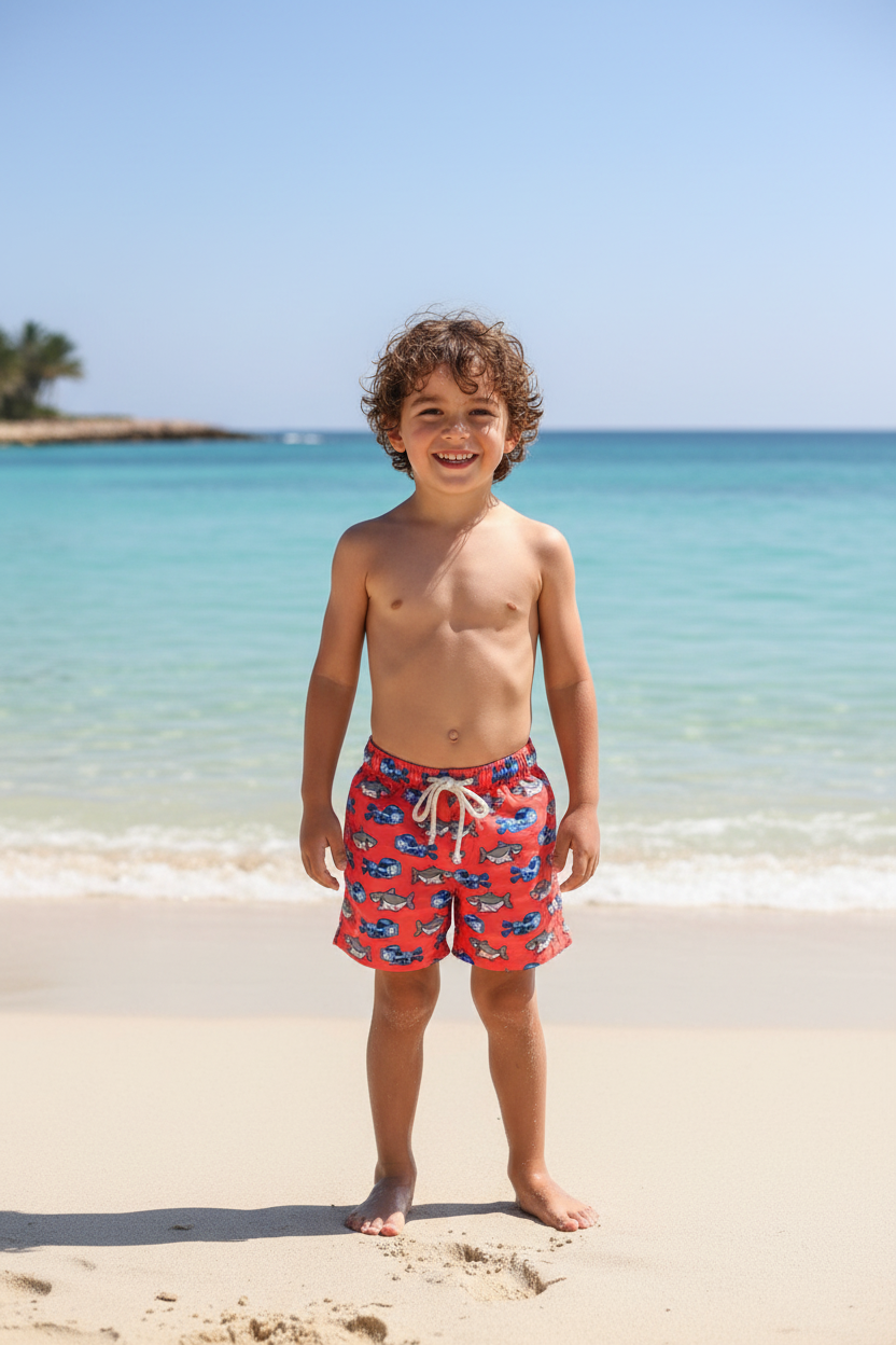 Shark Swim Shorts on Model