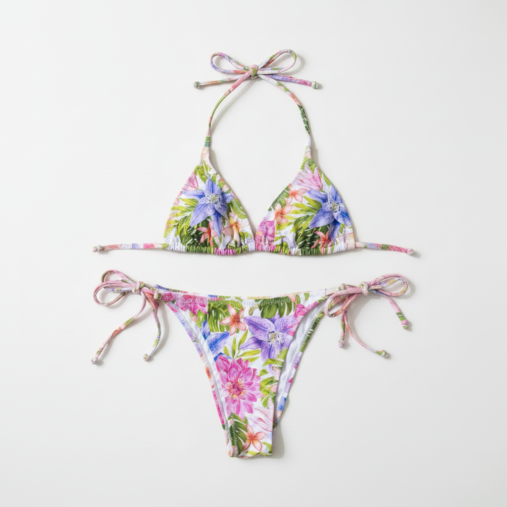 Tropical Floral Bikini – White Background Lookbook